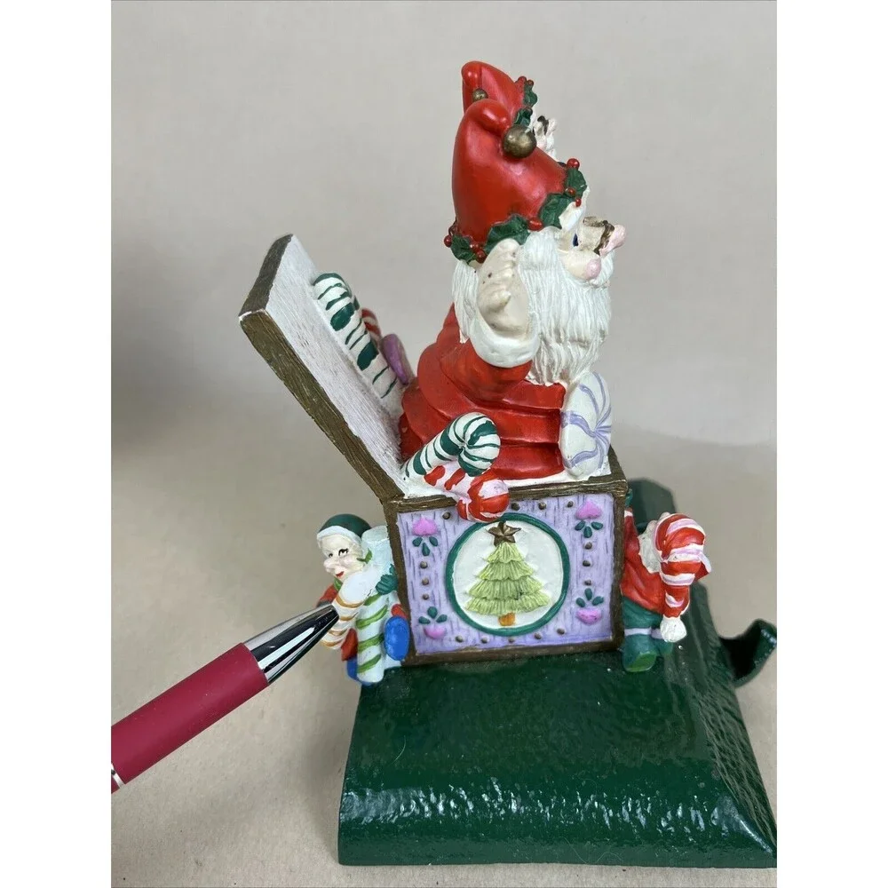 Vintage‎ Giny Inc Cast Iron Santa In A Box Adjustable Christmas Stocking Holder